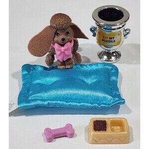Vintage Littlest Pet Shop Fancy Poodle Cushion Trophy Bone 1992